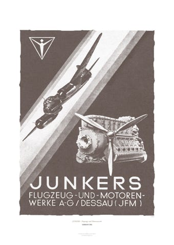 Aviation Art Poster: JUNKERS - FLUGZEUG- UND MOTORENWERKE, GERMANY 1942