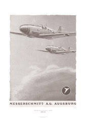 Aviation Art Poster: MESSERSCHMITT ME 109 - MESSERSCHMITT A.G. AUGSBURG, GERMANY 1943