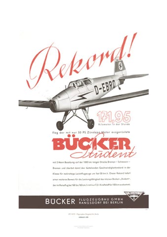 Aviation Art Poster: BÜCKER - FLUGZEUGBAU RANGSDORF BEI BERLIN, GERMANY 1941
