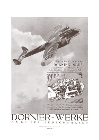 Aviation Art Poster: DORNIER DO 215 - KAMPFFLUGZEUG, GERMANY 1939