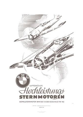 Aviation Art Poster: BMW 801 - LUFTGEKÜHLTE HOCHLEISTUNGS STERNMOTOREN, GERMANY 1942