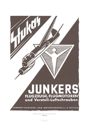 Aviation Art Poster: JUNKERS - FLUGZEUGE, FLUGMOTOREN UND VERSTELL-LUFTSCHRAUBEN, GERMANY 1943
